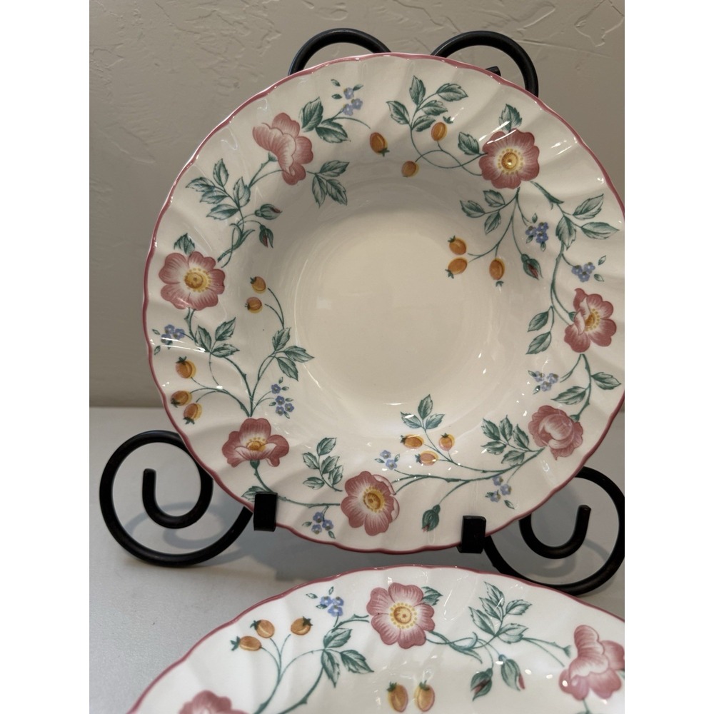 Vintage Churchill England BRIAR ROSE 8.5" Rim Soup Bowls Staffordshire Lot of 2